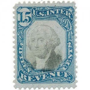 1871 15c U.S. Internal Revenue, Washington, Blue & Black Scott R110 Used