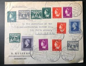 1915 Dordrecht Netherlands Airmail Commercial Cover To New York USA