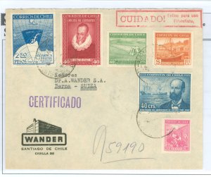 Chile  1949 Reg. to Bern