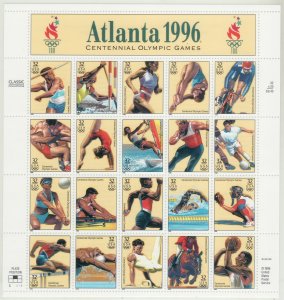 1996 U.S 32¢ Atlanta Summer Olympics complete sheet of twenty MNH Sc# 3068