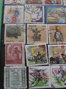 ​BRAZIL STAMPS:34 DIFFERENT JUMBO LARGE BRAZIL USED STAMPS #BR-P HIGH VALUE