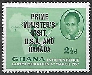 Ghana 1958 Independence, Visit Overprint, 2-1/2p, mlh, Scott #29