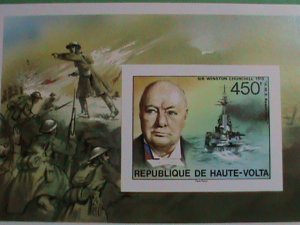 UPPER VOLTA STAMP:1918- SIR WINSTON CHURCHILL & H.M.S. RESOLUTION-MINT STAMP S/S