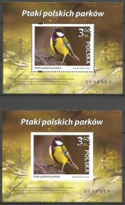 Poland 2022 MNH Stamps Souvenir Sheet New Print x2 Birds of Polish Parks