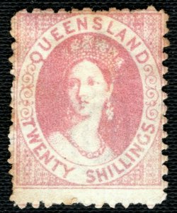 Australia States QUEENSLAND Chalon SG.127 20s (1880) Mint MNG Cat £2,500  ABLUE1