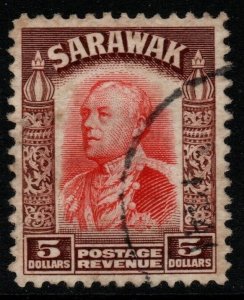 SARAWAK SG124 1934 $5 SCARLET & RED-BROWN FINE USED