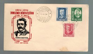 1954 Iceland First Day Cover FDC # 284-286 complete set