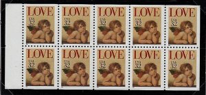 1995 Love Cherub Sc 2959a 32c booklet pane of 10 MNH never folded plate no 1