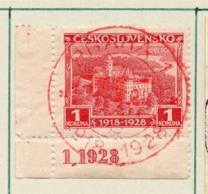 Czechoslovakia 1929 Early Issue Fine Used 1K. Postmark Piece 230273