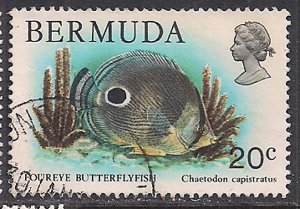 Bermuda 1978 - 83 QE2 20 cents Fish SG 395 used ( C1306 )