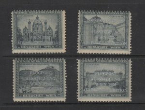 Austria- Set of 4 Blue Visit Vienna with 1956 Air Post Expo Silver OP - MNH OG