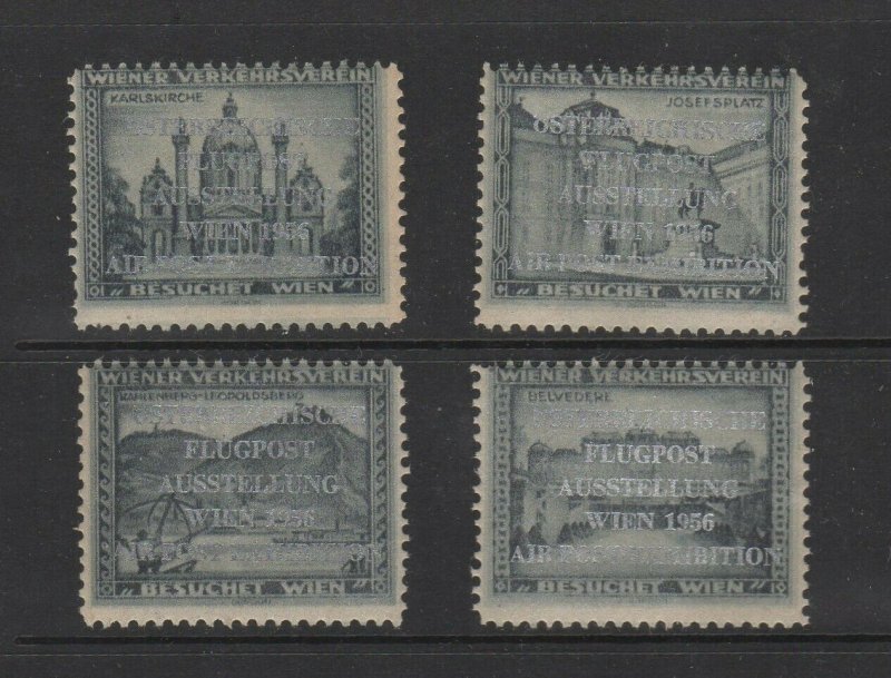 Austria- Set of 4 Blue Visit Vienna with 1956 Air Post Expo Silver OP - MNH OG