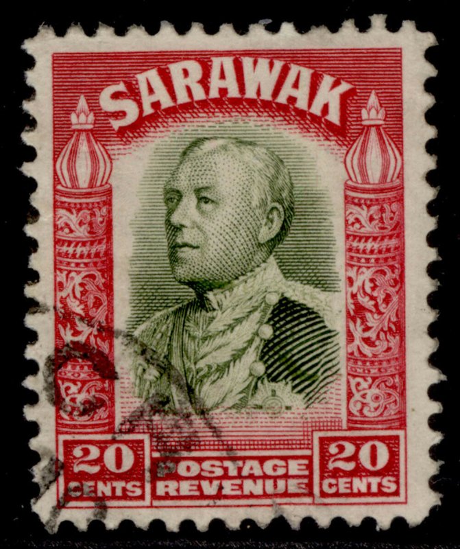 SARAWAK GV SG116 20c olive-green & carmine FINE USED.