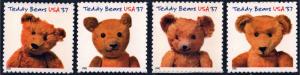 SC#3653-56 37¢ Teddy Bears Singles (2002) SA