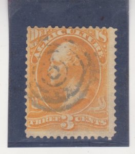 US Scott #O3 Used 3 cents Agriculture Official Fancy Cancelation Cat.$17.50