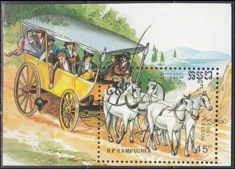 1989 Cambodge(Kampuchea) 1062/B169 Horses 6,50 €