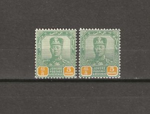 MALAYA/JOHORE 1922/41 SG 124/124a MNH