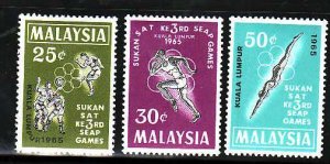 Malaysia-Sc#28-30- id7-unused NH set-South East Asia Peninsular games-Sports-196
