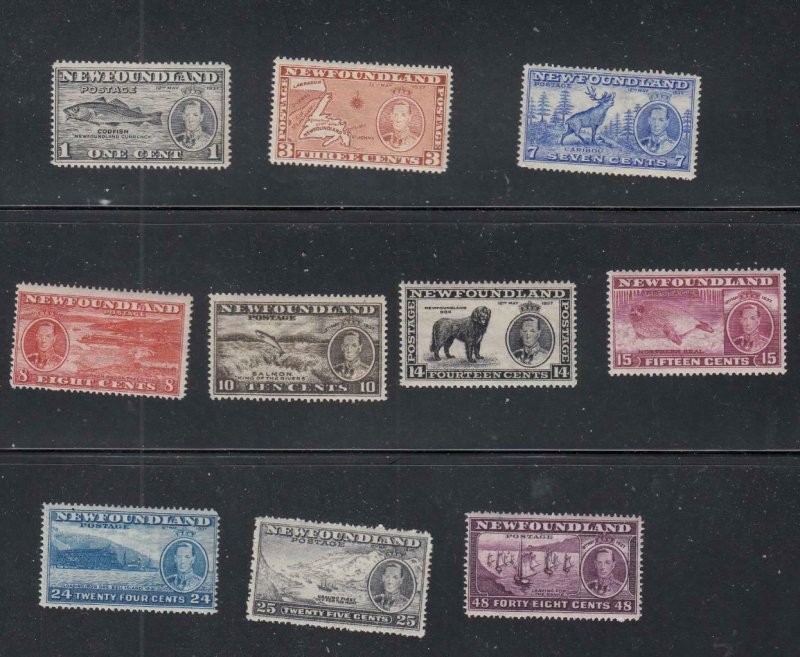 NEWFOUNDLAND (MK3027) # 233-239,241-243  FVF-MLH  KGVI / LONG CORONATION  CV $53