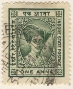 India: Indore 17 (used) 1a Maharaja Yeshwant Rao II, green (1928)