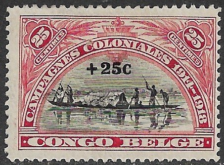 BELGIAN CONGO 1925 25c+25c Colonial Campaigns Semi Postal Sc B10 MH