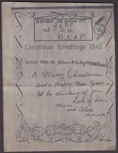 GB 1943 Illustrated Christmas airgraph from solder in North Africa.........55076