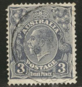 Australia Scott 72 used 3p ultra KGV wmk 203 1928 CV$5