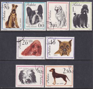 Poland 1963 Sc 1115-23 Terrier Poodle Boxer Spaniel Great Dane Bulldog Stamp CTO