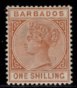 BARBADOS QV SG102, 1s chestnut, M MINT. Cat £29.