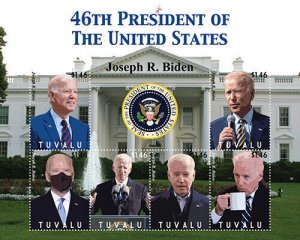 Tuvalu 2021 - Joe Biden 46th President of America, USA - Sheet of 6 Stamps - MNH