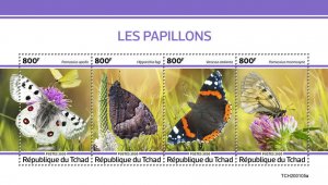 Chad Butterflies 2020 MNH Red Admiral Butterfly Insects Fauna 4v M/S