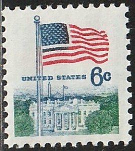 1338D MNH single Flag & White House, 6¢ variety, perf. 11x10.5