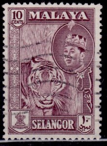 Selangor -Malaya, 1961-62, Sultan Aziz Shah, 10c, used