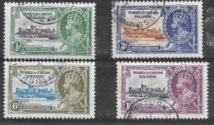 TURKS & CAICOS ISLANDS SG187/90 1935 SILVER JUBILEE SET USED