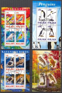 {g119} Chad Malawi 2010 2013 Birds 4 sheets Used / CTO Cinderella