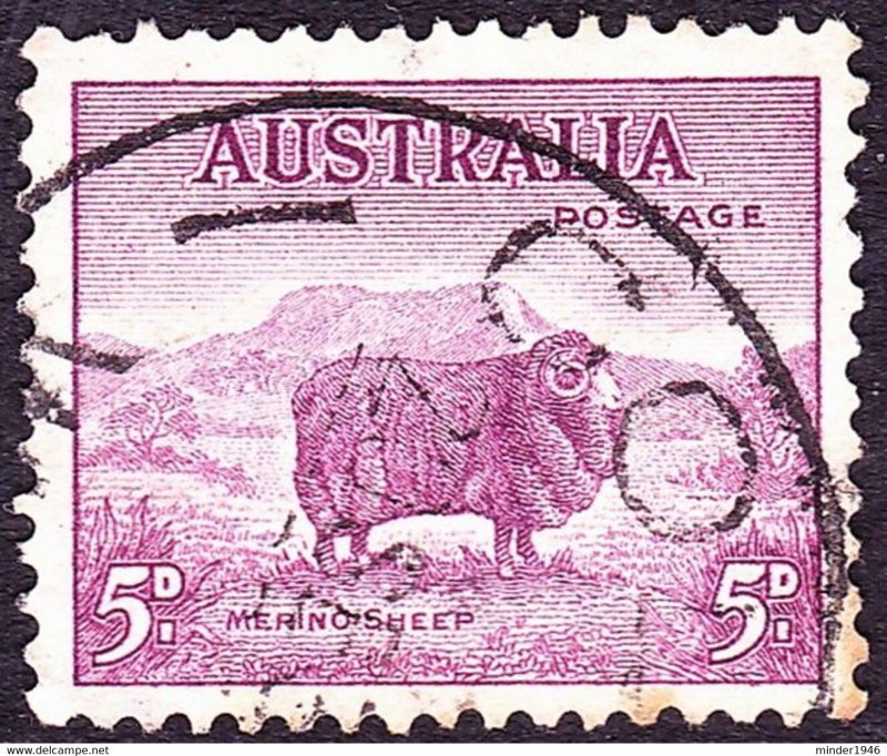 AUSTRALIA 1938 KGVI 5d Purple Perf 14x13.5 SG171 Used