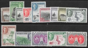 NYASALAND SG144/57 1945 DEFINITIVE SET MTD MINT