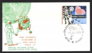 Samoa Sc# 316 Event Cover 1971 8.7 Splashdown Apollo 15