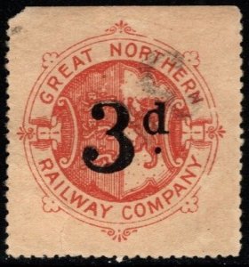 1891 Great Britain Revenue 3 Pence Great Northern Railway Company Letter Stamp