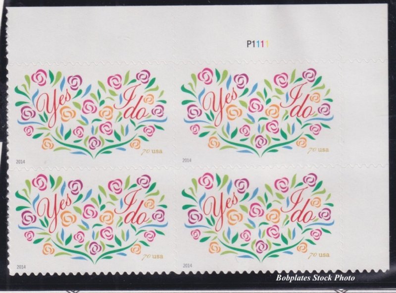 BOBPLATES #4881 Yes I Do Plate Block VF NH SCV=$5.6 ~ See Details for #s/Pos