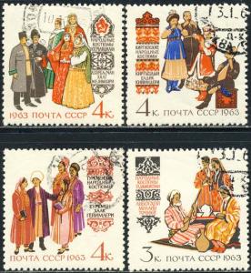 Russia 1963 Sc 2723-6 Regional Costumes Clothing Stamp CTO