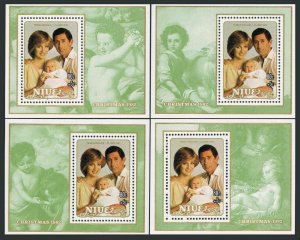 Niue 360-363,364-367 sheets,MNH. Christmas 1982.Diana.Bronzino,Murillo,Boucher.