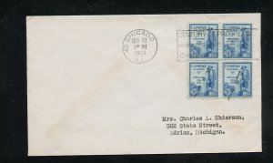 US 734 Blk Kosciuszko 5 cent issue addr no-cachet FDC