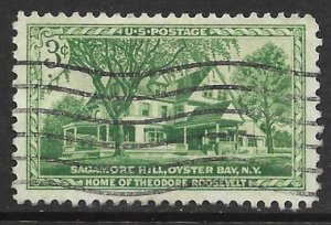 USA 1023: 3c Home of Theodore Roosevelt, used, VF