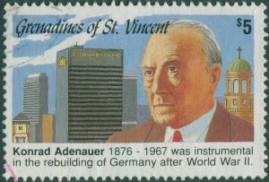 Grenadines of St Vincent 1992 SG905 $5 Konrad Adenaeur FU