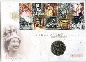 GB 2003 The Coronation Anniversary Royal Mail/Mint £5 Coin Numismatic FDC