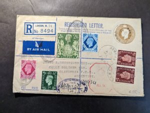 1945 Registered Censored England Airmail Cover London to Olavarria Argentina