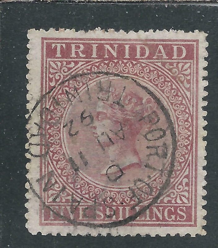 TRINIDAD 1869 5s ROSE-LAKE FU SG 87 CAT £75