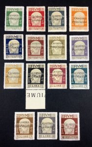 MOMEN: FIUME SC #134-148 1921 PROVISIONAL MINT OG H LOT #68221