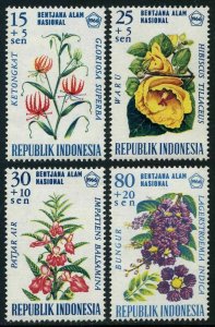 Indonesia B199-B202,MNH.Michel 536-539. Victims-natural disasters,1966. Flowers.